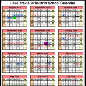 The calendar was developed in coordination with the Districts Advisory Committee on Education (ACE), input from district and campus staff, and was made possible by our partner and sponsor A Federal Credit Union. . Lake travis isd calendar